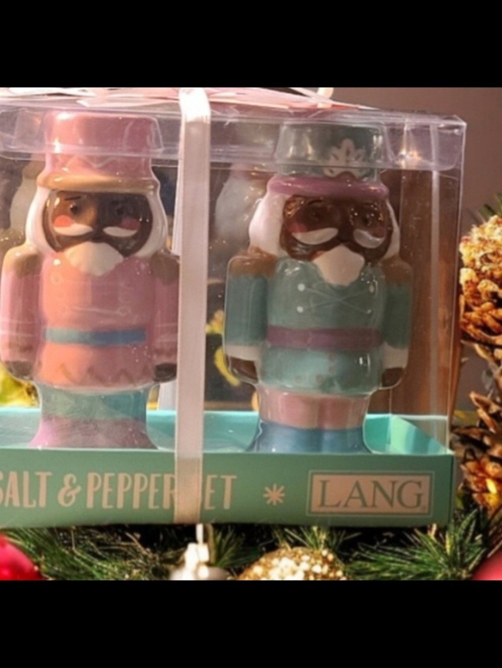 Christmas Pink Pastel Nutcracker Cupcake Ceramic Salt Pepper Set New
